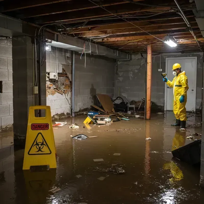 Flooded Basement Electrical Hazard in Monticello, IL Property